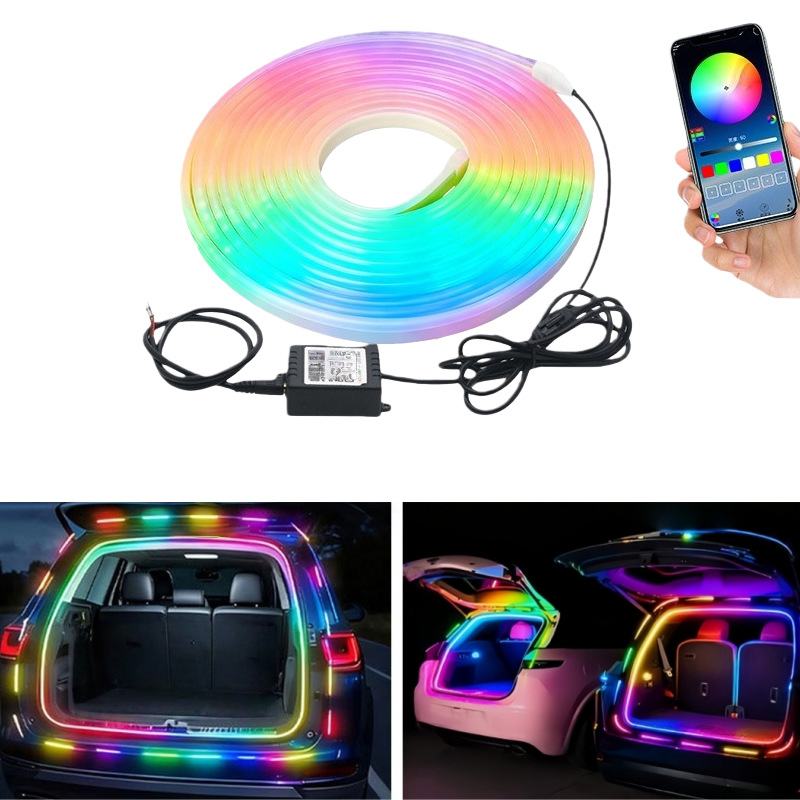 Led Ambient Interior Car Lights App Control - 4M Auto-Kofferraum LED-Ambientebeleuchtung Flexibler Innenraumdekorationsstreifen RGB