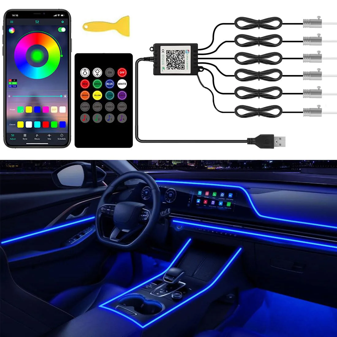 RGB LED Auto Umgebungslicht Ki – Led Ambient Interior Car Lights App Control Bewertung und Preis