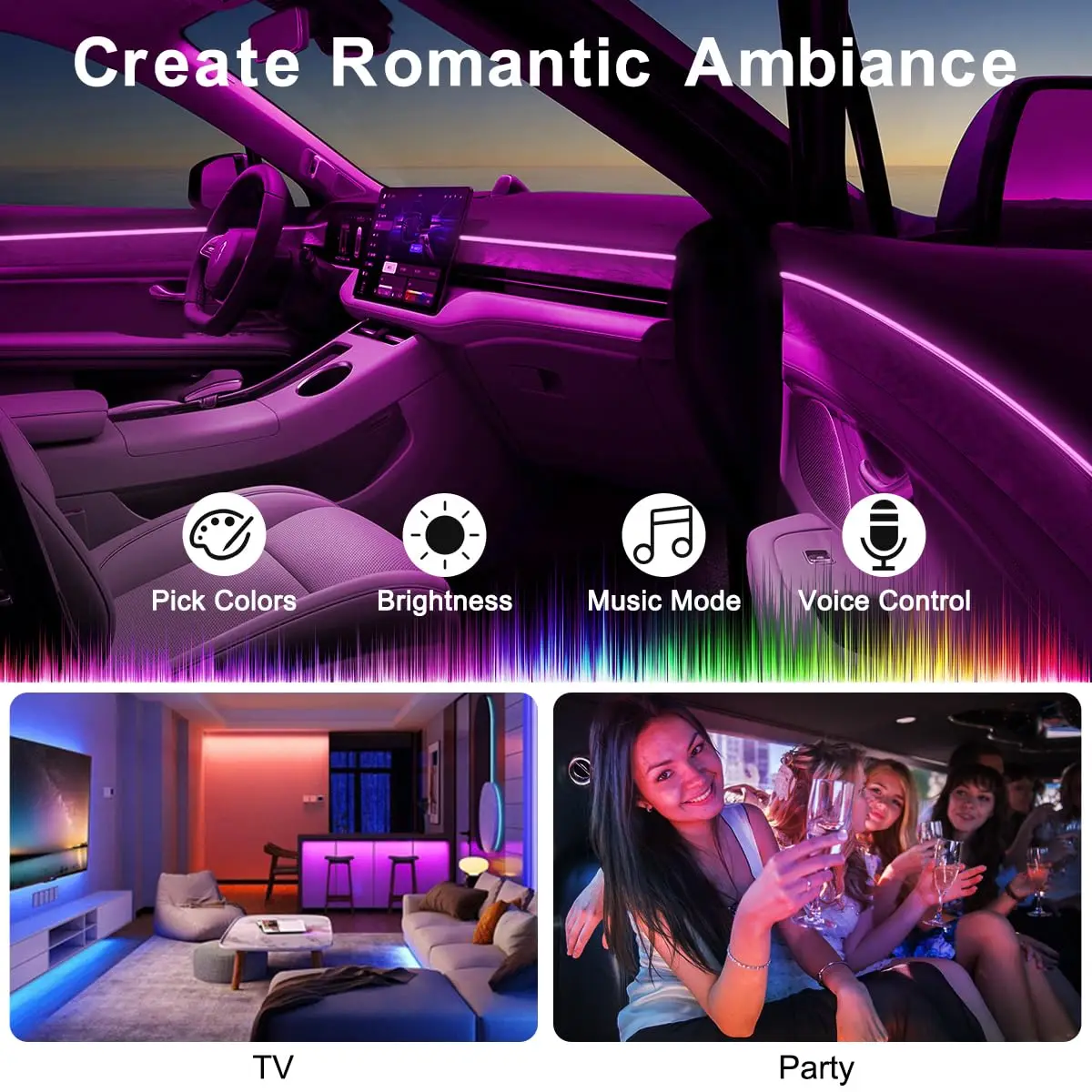 RGB LED Auto Umgebungslicht Ki – Led Ambient Interior Car Lights App Control Bewertung und Preis